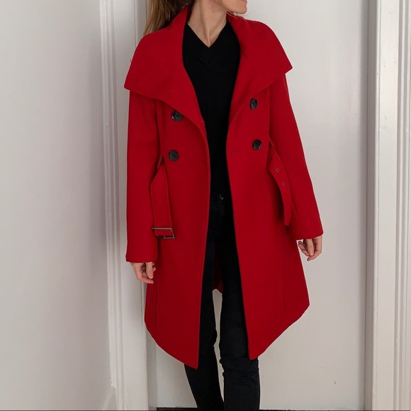 Guess Jackets & Blazers - Red Guess belted pea coat